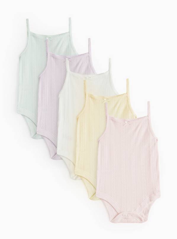 Pastel Strappy Pointelle Bodysuit 5 Pack 12-18 months